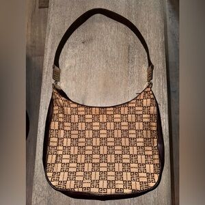 Givenchy Vintage Monogram Leather & Cloth Moon Cut Bag